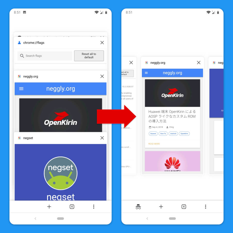 Android 版 Chrome で水平タブ切り替えを利用する方法 Neggly Org